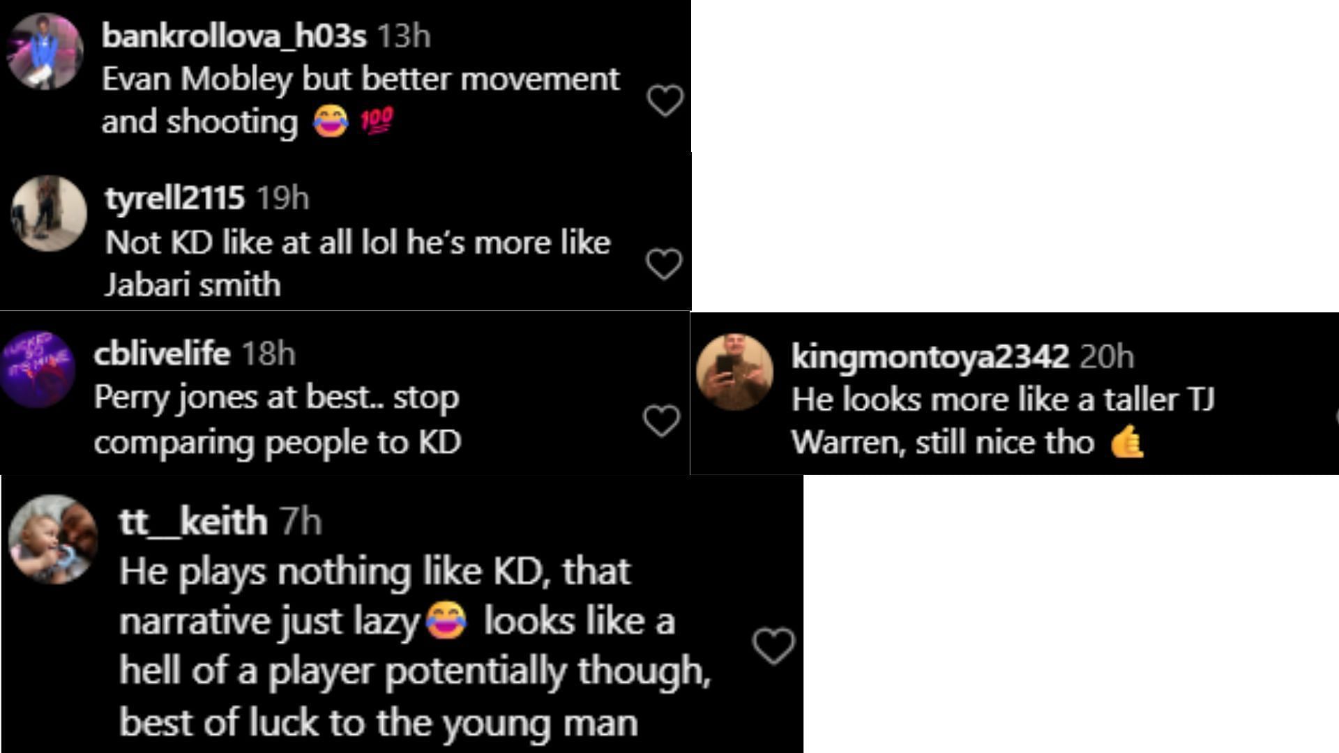 Hoops fans react to 6’11” Cameron Williams drawing comparisons to Kevin Durant (image credit: instagram/ballislife)